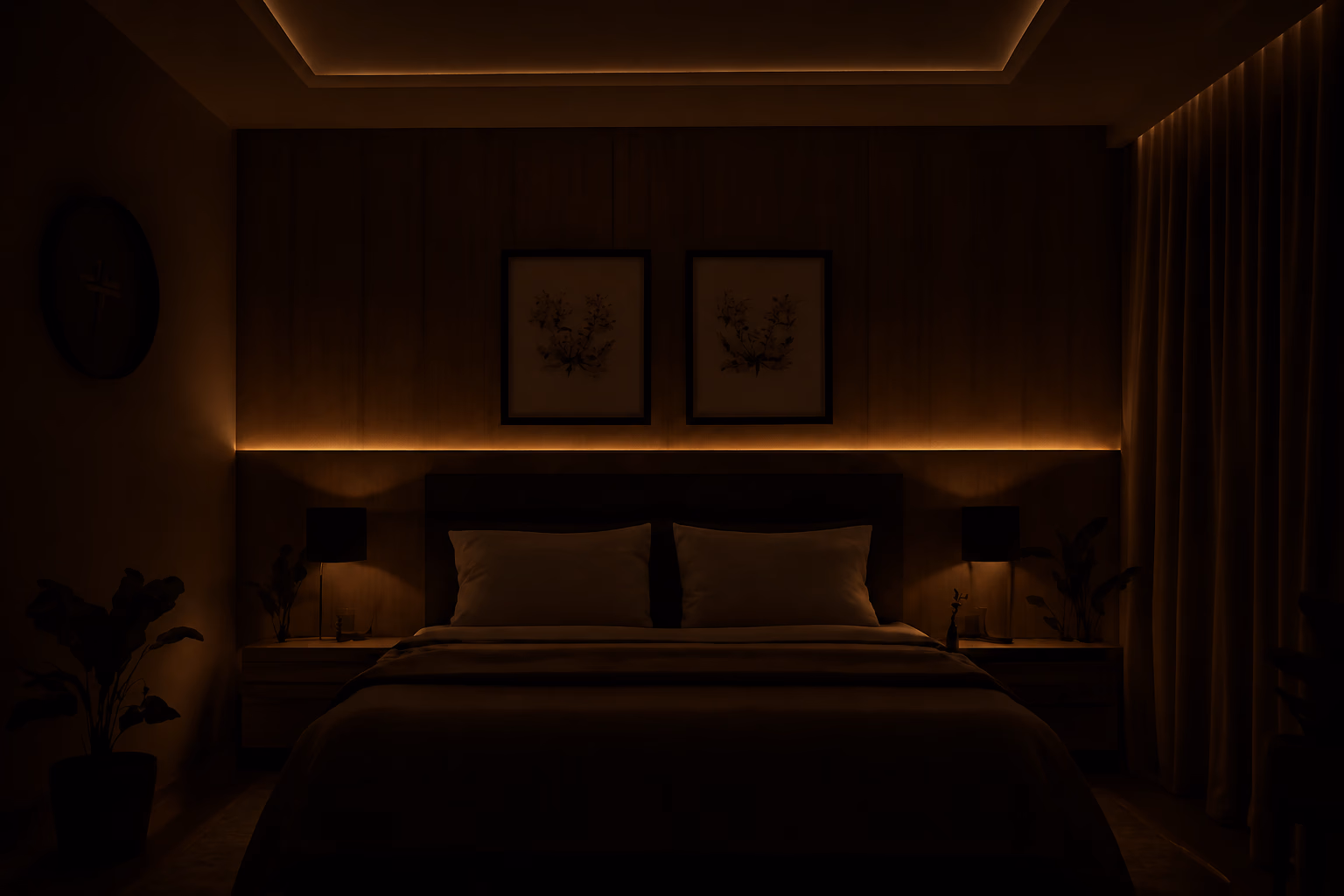 Bedroom with accent lighting