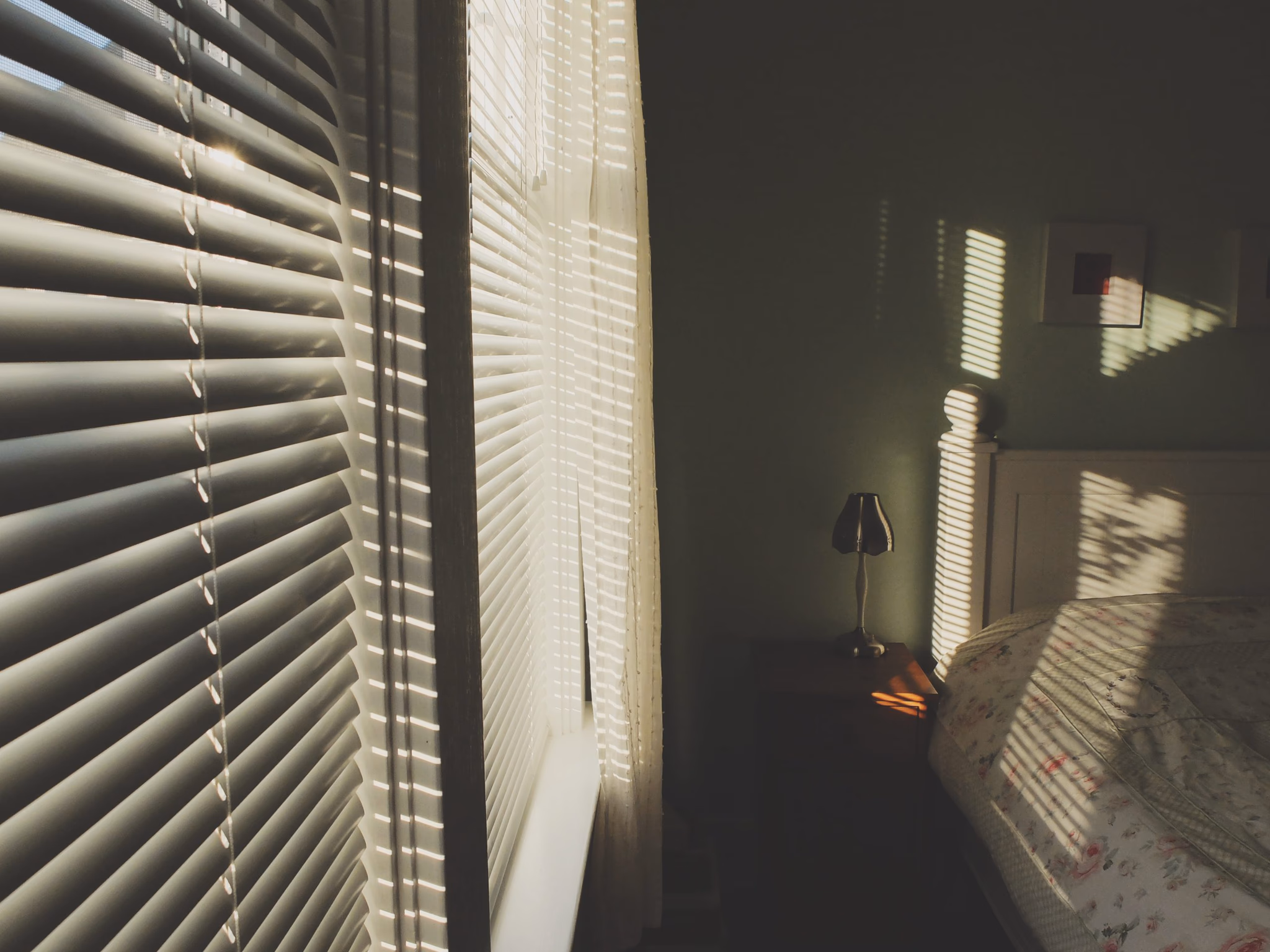 Morning light through blinds